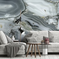 Флизелиновые фотообои фото 368 x 254 см Мрамор - Переливающийся серым цветом камень (13725V8)+клей