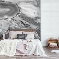 Флизелиновые фото обои мрамор 254 x 184 см Абстракция - Переливающийся серым цветом камень (13726V4)+клей