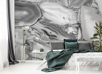 Мраморные флизелиновые фотообои 312 x 219 см Абстракция - Переливающийся серым цветом камень (13726VEXXL)+клей