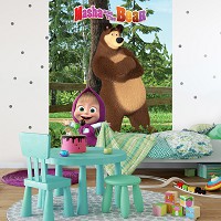 Детские фотообои для стен 184x254 см Маша и Медведь у елки (13730P4A)+клей