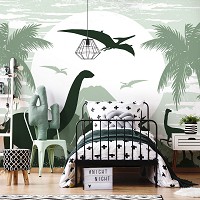 Флизелиновые детские фотообои для мальчика 416x254 см Зеленые динозавры (13731VEXXXL) +клей