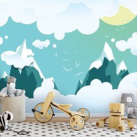 Флизелиновые фотообои для детской комнаты мальчика и девочки 368x254 см Горы в облаках (13733V8) +клей