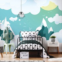 Флизелиновые фотообои для детской комнаты мальчика и девочки 312x219 см Горы в облаках (13733VEXXL) +клей
