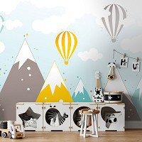Флизелиновые фотообои в детской 416 x 254 см Воздушные шары над горами (13734VEXXXL)+клей