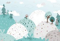 Флізелінові фотошпалери в дитячу дівчинку 368x280 см Пастельні весняні пагорби (13735V10)+клей - вид 1 мініатюра