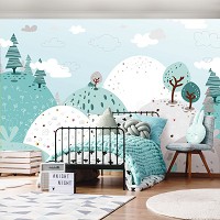 Флизелиновые фотообои 520 x 318 см Детские для девочки - Пастельные весенние холмики (13735VEXXXXXL)+клей