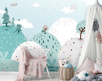 Флизелиновые фотообои в детскую комнату 416 x 254 см Пастельные весенние холмики (13735VEXXXL)+клей