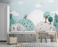 Флизелиновые фотообои для девочки 416 x 290 см Детские - Пастельные весенние холмики (13735VEXXXXL)+клей
