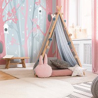 Флизелиновые детские фото обои 254 x 184 см для девочки - деревья и домики для птичек (13736V4)+клей