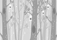 Флизелиновые фотообои 416 x 290 см Детские - Серые деревья и домики для птичек (13738VEXXXXL)+клей - вид 1 миниатюра