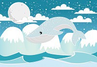 Флизелиновые фотообои для девочки 368 x 254 см Детские - Брильянтовый кит в горах (13741V8)+клей - вид 1 миниатюра