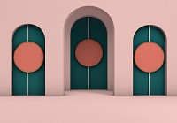 Флізелінові фотошпалери геометрія 3D Абстракція Мінімалізм Кола у трьох арках (13746V)+клей - вид 1 мініатюра