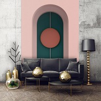 Флізелінові фотошпалери скандинавський стиль 184 x 254 см 3D абстракція мінімалізм Коло в арці (13746V4A)+клей - вид 6 мініатюра
