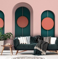 Флізелінові фотошпалери геометрія 3D Абстракція Мінімалізм Кола у трьох арках (13746V)+клей - вид 7 мініатюра