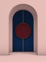 Флизелиновые 3d фото обои 206 x 275 см Абстракция Минимализм Красный круг в арке (13747VEA)+клей - вид 1 миниатюра