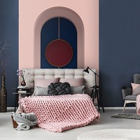 Флизелиновые три де фото обои 184 x 254 см 3D Абстракция Минимализм Красный круг в арке (13747V4A)+клей