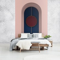 Флизелиновые 3d фото обои 206 x 275 см Абстракция Минимализм Красный круг в арке (13747VEA)+клей