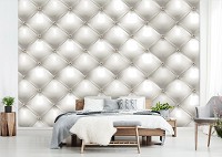 Флізелінові фотошпалери під камінь в інтер'єрі 520x318 см Стегана оббивка зі стразами (13749VEXXXXXL)+клей