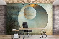 Три д флизелиновые фотообои 254x184 см 3д Абстракция - Круг в круге на бетонной стене (13751V4) +клей