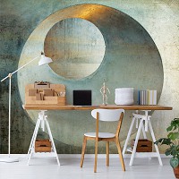 Флизелиновые фотообои Абстракция - Круг в круге на бетонной стене (13751V)+клей