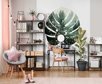 Флизелиновые фото обои 184x254 см Большой зеленый лист (13752V4A)+клей