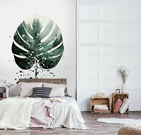 Флизелиновые фото обои с зелеными листьями 206x275 см (13752VEA)+клей