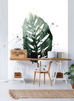Флизелиновые фото обои природа 206x275 см Большой лист на белой стене (13754VEA)+клей