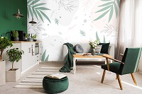 Флизелиновые фотообои детские листья 368x254 см Пастельный цвет (13756V8) +клей