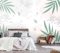 Флизелиновые фотообои для детской комнаты листья 312x219 см Пастельный цвет (13756VEXXL) +клей