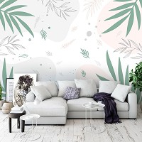 Флизелиновые фотообои в детскую комнату листья 416x254 см Пастельный цвет (13756VEXXXL) +клей