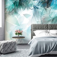 Зелень флизелиновые фотообои 368 x 254 см Цветы - Бирюзовые листья (13767V8)+клей