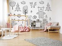 Флизелиновые фотообои 416 x 254 см Детские - Мишки в лесу  (13768VEXXXL)+клей