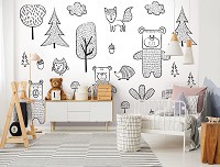 Флизелиновые фотообои для мальчика 416 x 290 см Детские - Мишки в лесу  (13768VEXXXXL)+клей