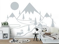 Детские флизелиновые фотообои для мальчиков Пейзаж - Горный домик в снегу (13769V)+клей