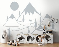 Детские флизелиновые фотообои 368 x 280 см Пейзаж - Горный домик в снегу  (13769V10)+клей