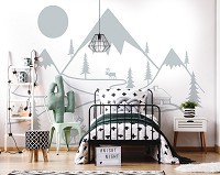 Детские флизелиновые фотообои 416 x 254 см Пейзаж - Горный домик в снегу  (13769VEXXXL)+клей