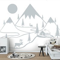 Флізелінові фото шпалери для дитячої кімнати 254 x 184 см Пейзаж - Гірський будиночок в снігу (13769V4)+клей - вид 8 мініатюра