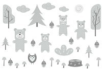 Флизелиновые фотообои с животными в интерьере 368 x 280 см Детские - Мишки гуляют в лесу (13770V10)+клей - вид 1 миниатюра