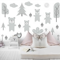 Флизелиновые фотообои 312 x 219 см Детские - Мишки гуляют в лесу  (13770VEXXL)+клей