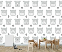 Оригинальные флизелиновые фотообои в детскую 368 x 254 см Мишка и жёлудь  (13771V8)+клей