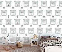 Флизелиновые фотообои в детскую комнату для мальчика 312 x 219 см Мишка и жёлудь  (13771VEXXL)+клей