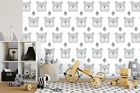 Флизелиновые фотообои в комнату девочке 416 x 254 см Детские - Мишка и жёлудь  (13771VEXXXL)+клей