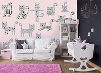 Флизелиновые детские фотообои 254 x 184 см Котики прыгают (13772V4)+клей