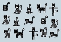 Флізелінові фотошпалери для дітей 368x254 см Чорні котики стрибають (13773V8)+клей - вид 1 мініатюра