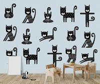 Флизелиновые фотообои животные 520 x 318 см Детские - Черные котики прыгают (13773VEXXXXXL)+клей