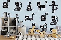 Флизелиновые фотообои для мальчика 312 x 219 см Детские - Черные котики прыгают (13773VEXXL)+клей