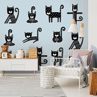 Фото тварин флізелінові фотошпалери Дитячі - Чорні котики стрибають (13773V)+клей - вид 9 мініатюра