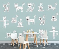 Флизелиновые фотообои с животными 368 x 280 см Детские - Белые котики прыгают (13774V10)+клей