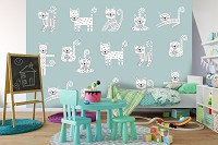 Флизелиновые фотообои для девочки 460 x 300 см Детские - Белые котики прыгают (13774V12)+клей