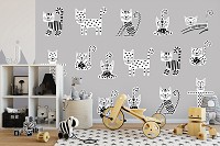 Флизелиновые фото обои в комнату девочке 254 x 184 см Детские - Черно-белые котики прыгают (13775V4)+клей